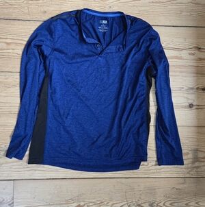 MSX Michael Strahan Blue Long Sleeve Performance Top Large
